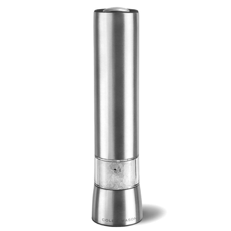Cole & Mason Hampstead Electronic Salt Mill - Electric Salt Grinder Set - Adjustable Electric Spice Grinder - Kitchen Tool & Gadget - Hand Wash - Stainless Steel - Image 1